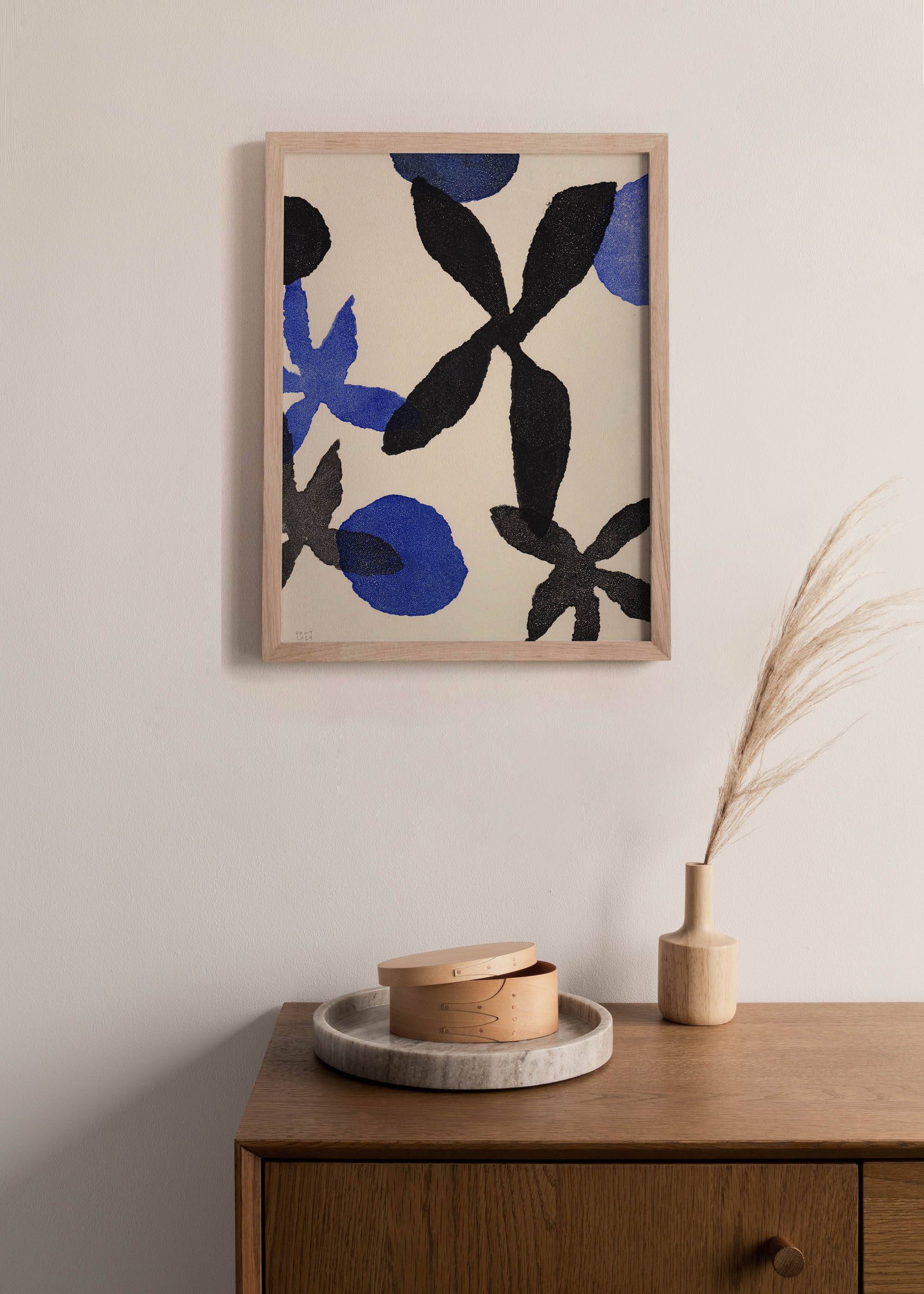 Painting on paper 30x40cm framed signed eawy