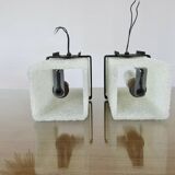 Pair of Arlus wall lights in perspex, gilded brass and lacquered metal, 1960s