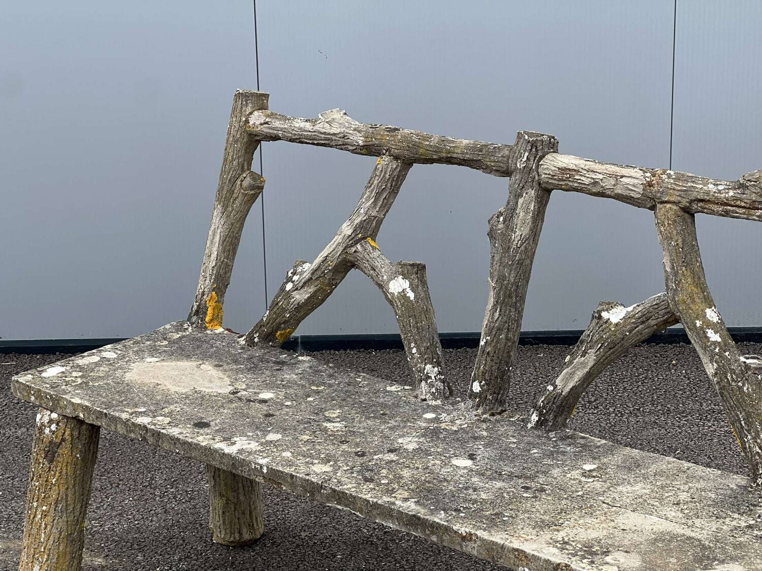 Faux wood concrete garden bench