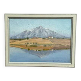Huile su panneau suédoise 'Paysage de montagne' par Gunnar Lindman, vintage et encadrée 36×28cm