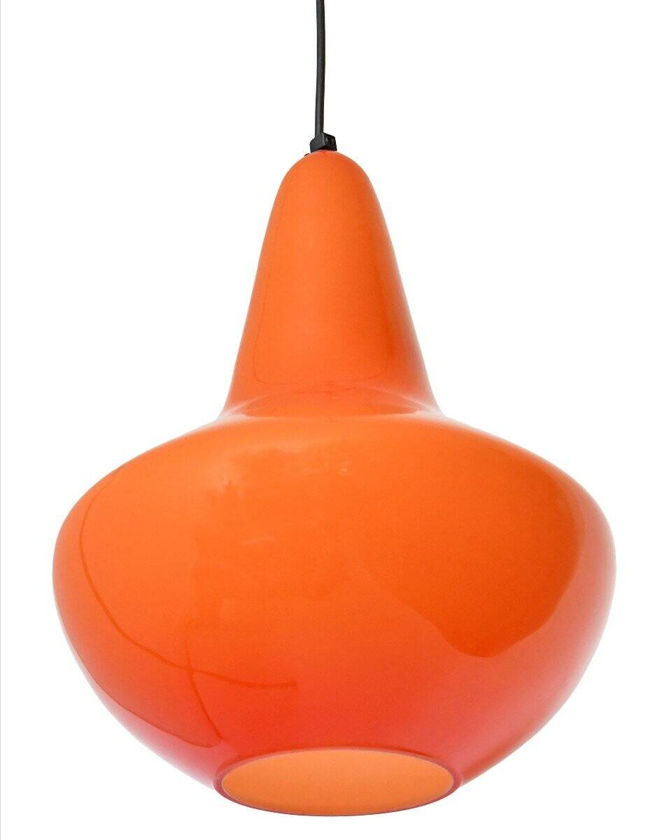 Suspension en opaline orange, années 1960