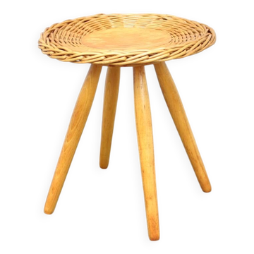Tabouret en rotin Jan Kalous pour ÚLUV, Tchécoslovaquie, années 1960.