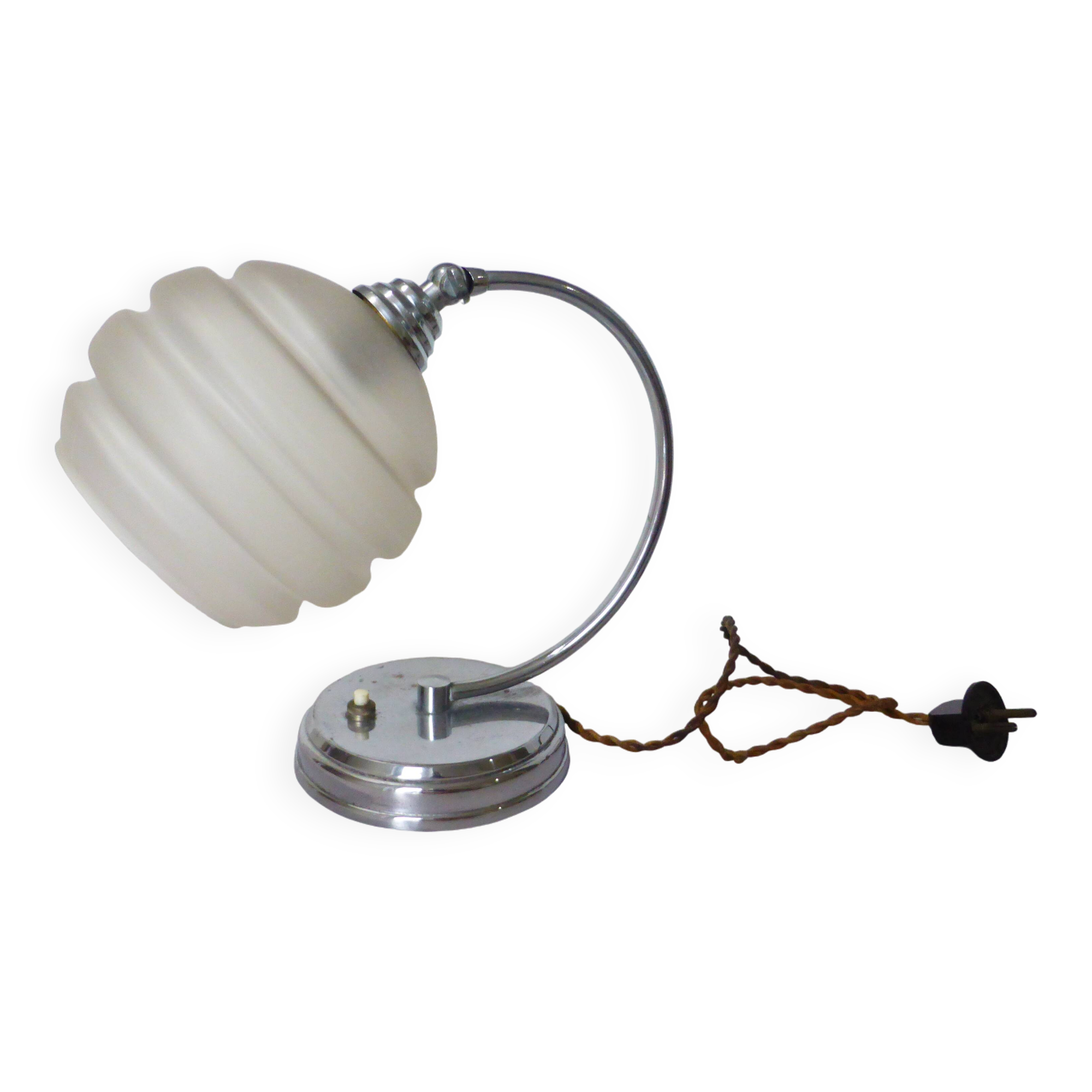 art deco table lamp with white opaline glass 231137