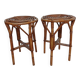 Pair of wicker stools from the 60s in bohemian style.