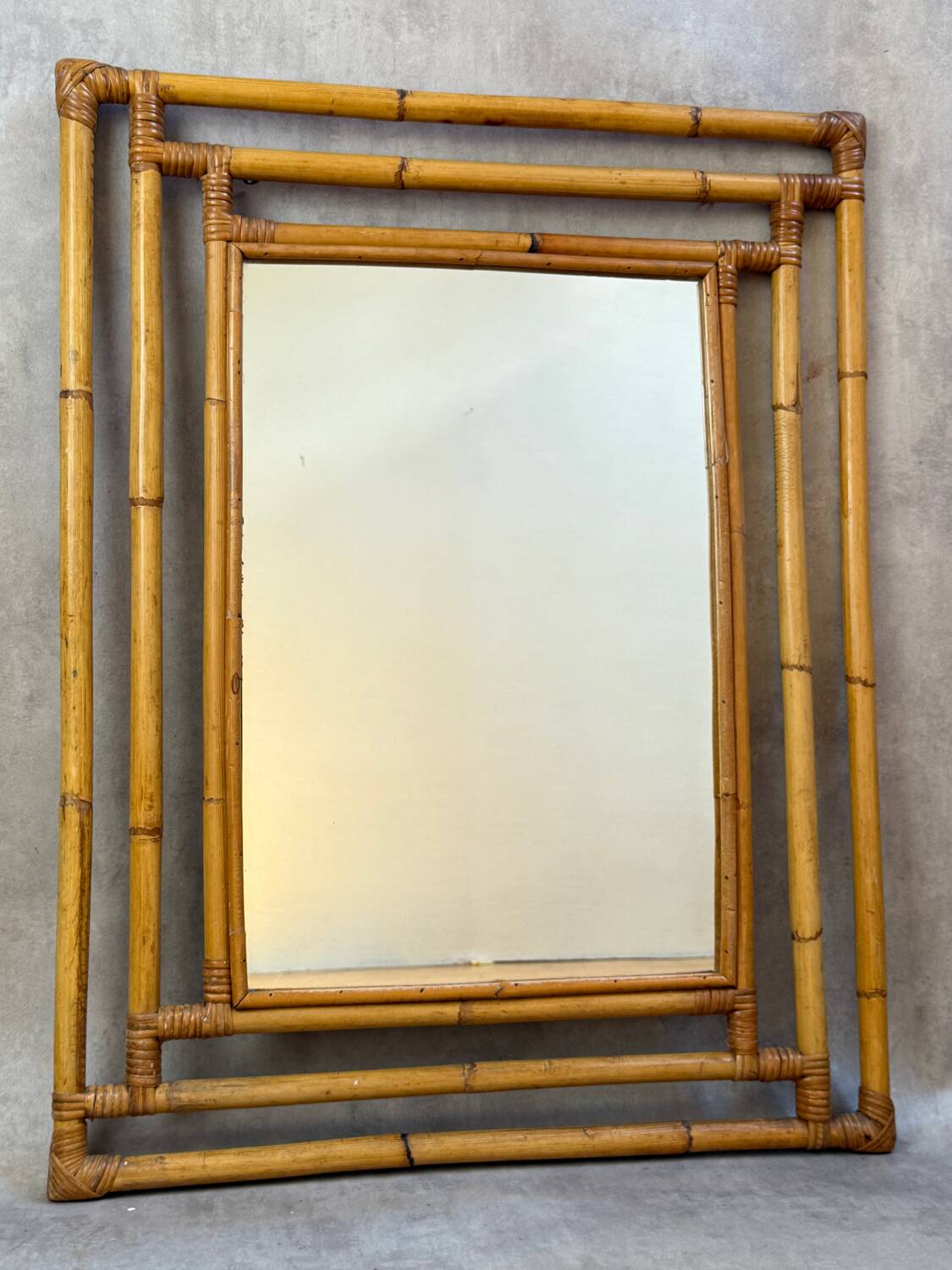 1960s rattan mirror France