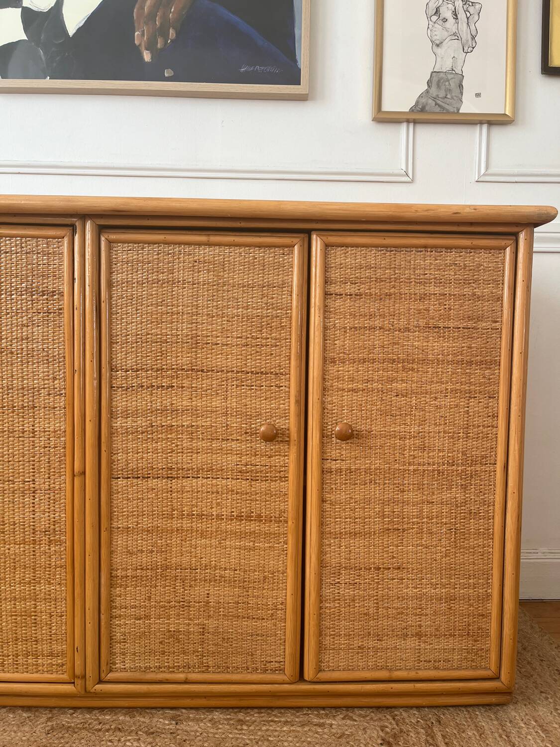 Vintage bamboo and rattan sideboard