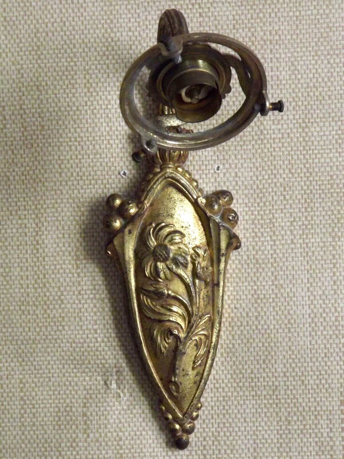 French art nouveau bronze wall light white frilled patterned glass shade 4213