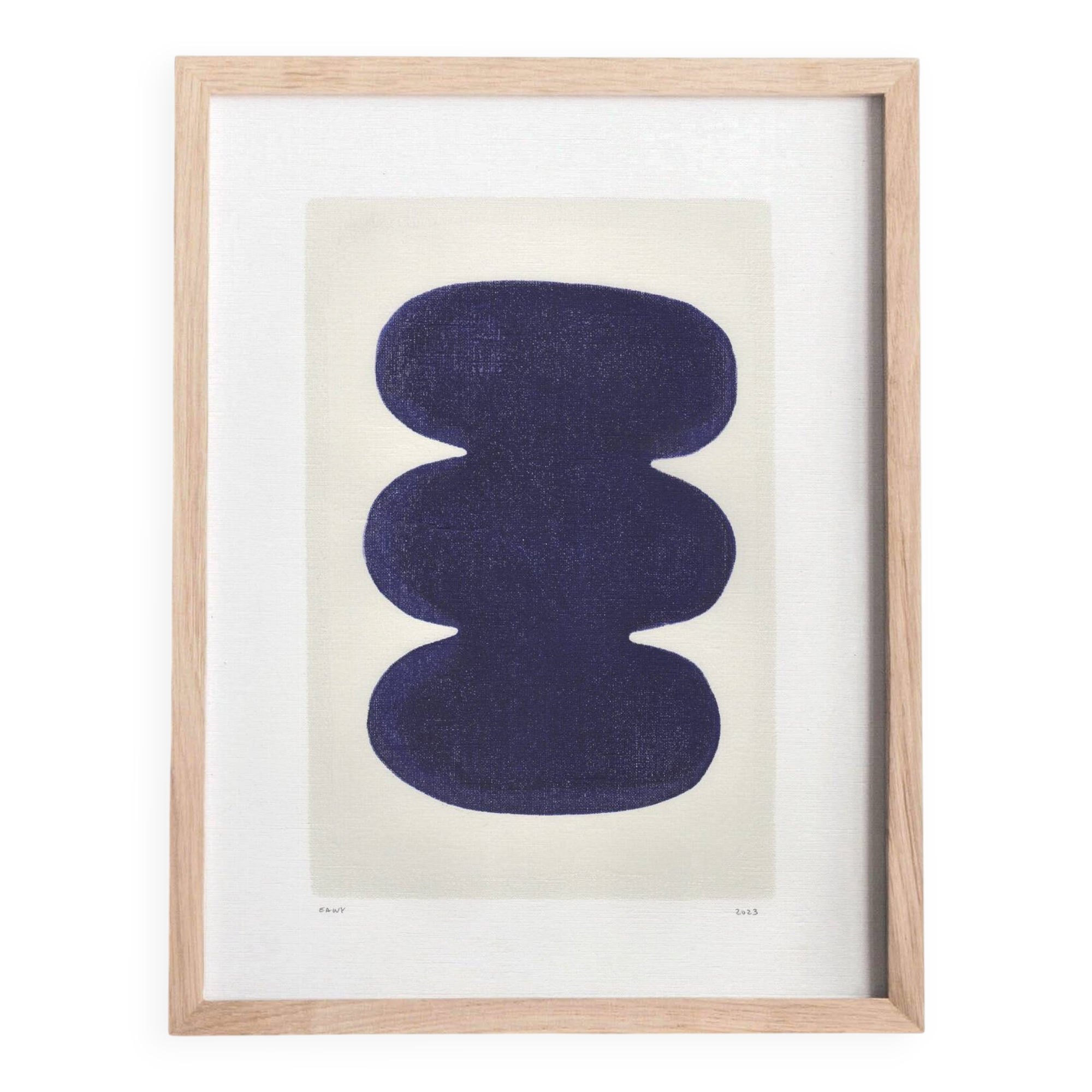 Abstract painting 30x40cm contemporary illustration blue signed Eawy