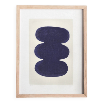 Abstract painting 30x40cm contemporary illustration blue signed Eawy