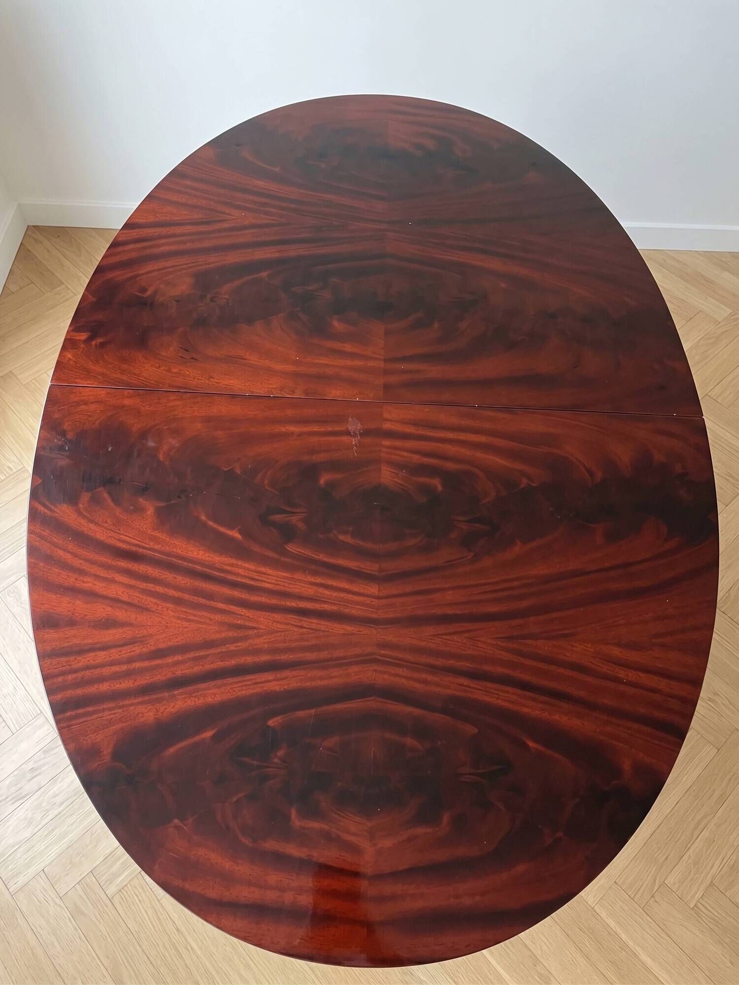 Vintage extendable oval wooden dining table