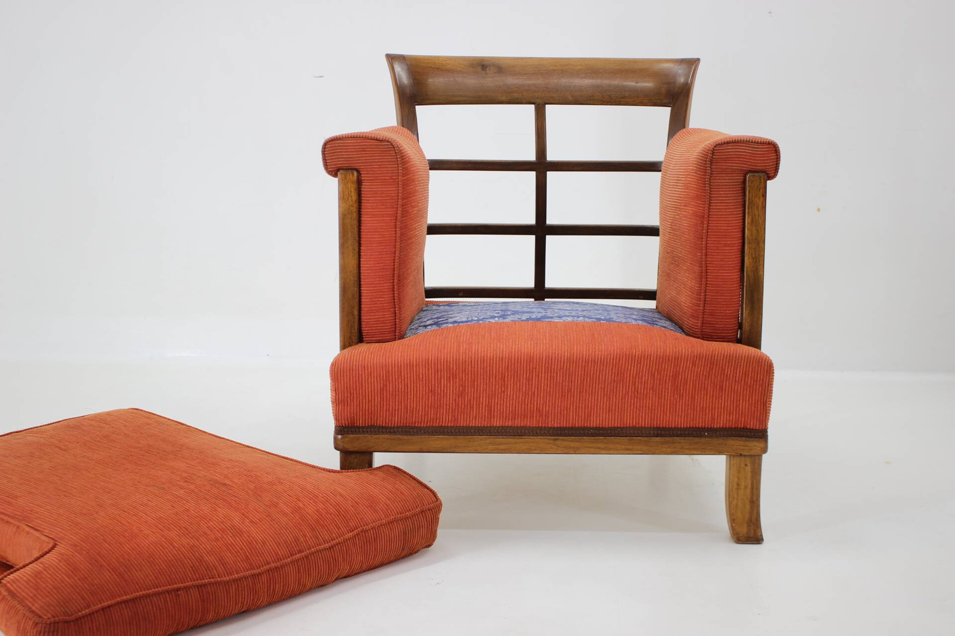 1930s art deco armchair with tabouret, czechoslovakia