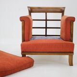 1930s art deco armchair with tabouret, czechoslovakia