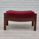 1950s, Danish armchair with footstool, furniture velour, ash wood.