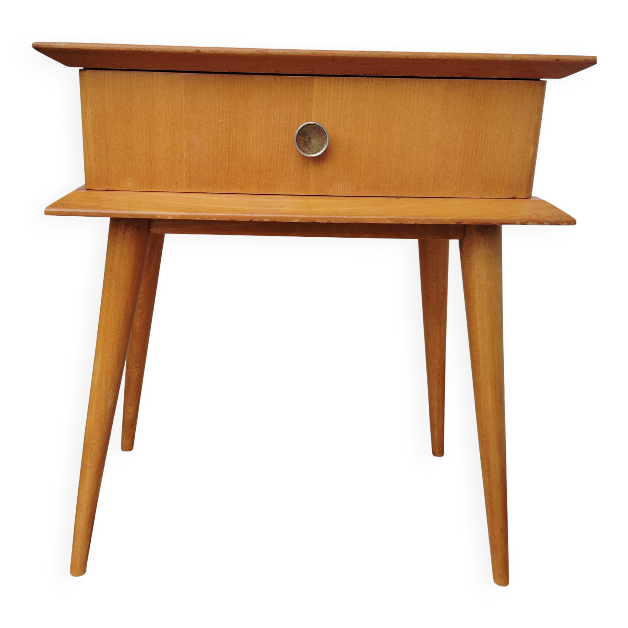 Vintage light wood bedside table