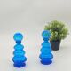 Duo of vintage blue glass bottles / carafe, Empoli, Italy