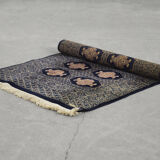 Vintage pakistani hand-woven oriental blue bukhara rug from ikea, 1960s