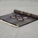 Tapis vintage pakistanais noir bleu oriental bukhara d’ikea, années 1960