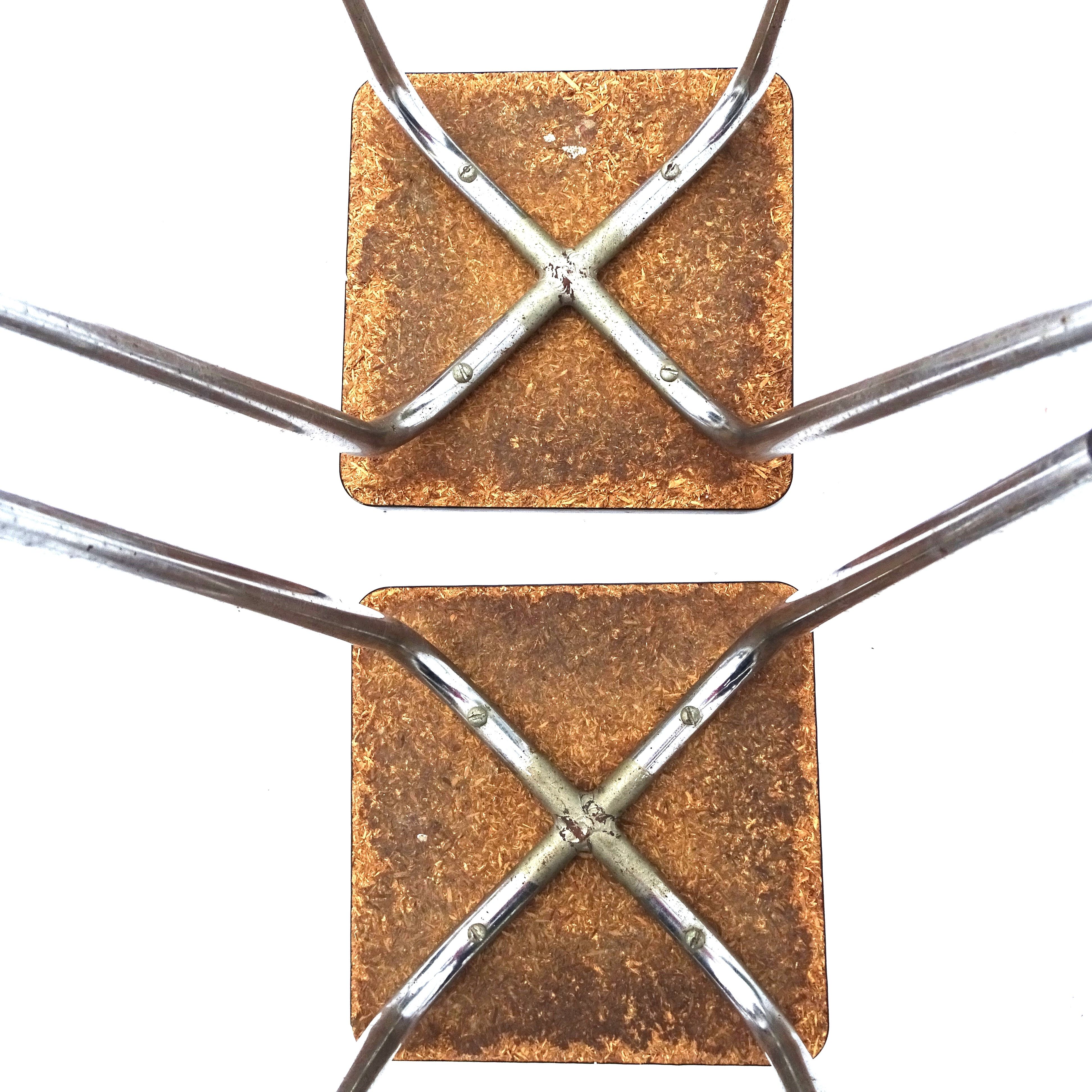 Lot 2 stools formica brown