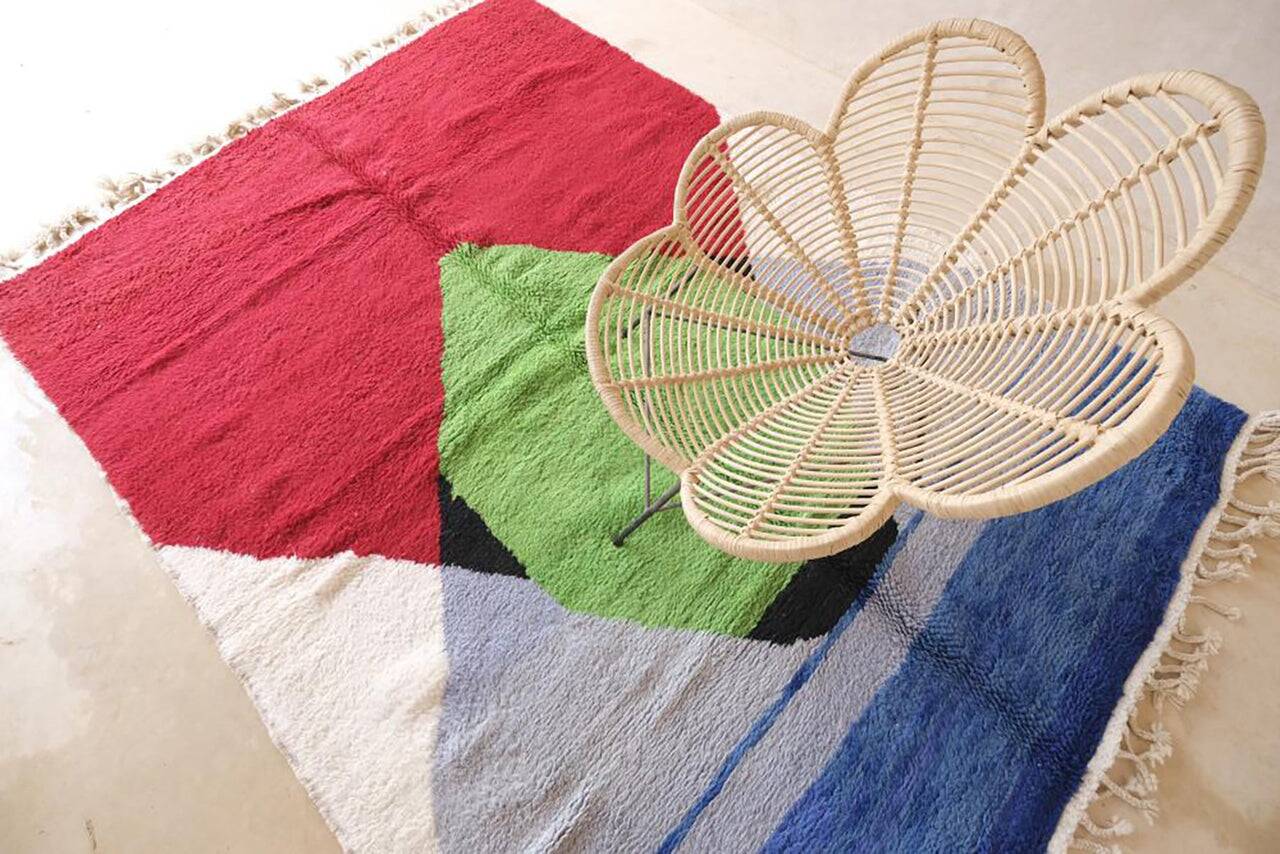 Tapis berbère beni ourain traditionnel tissé à la main
