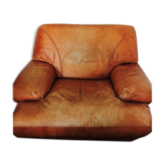 Tawny leather armchair