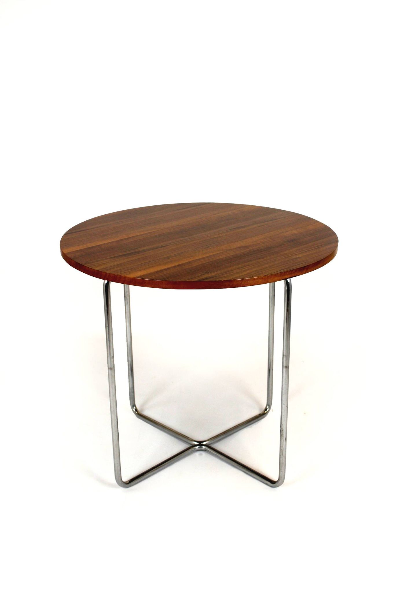 Restored Bauhaus Tubular Steel Round Table And 4 Chairs By M. Stam, 1930s