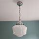 Art deco pendant lamp in white opaline, 1920s-30s