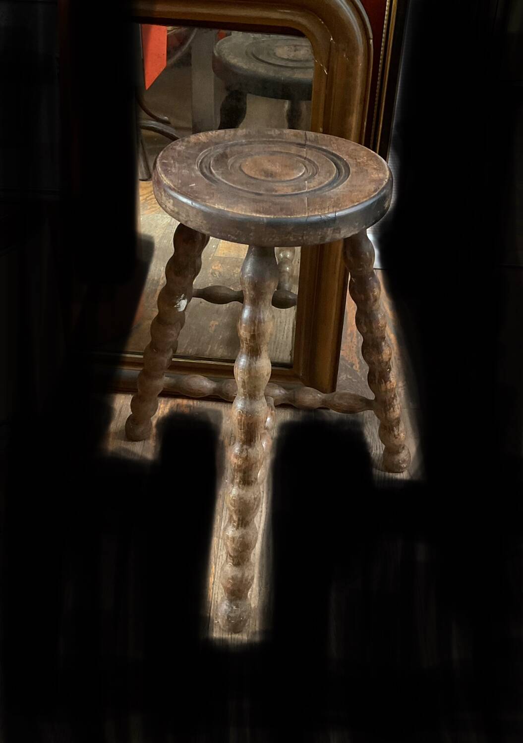 Vintage low wooden stool TBE