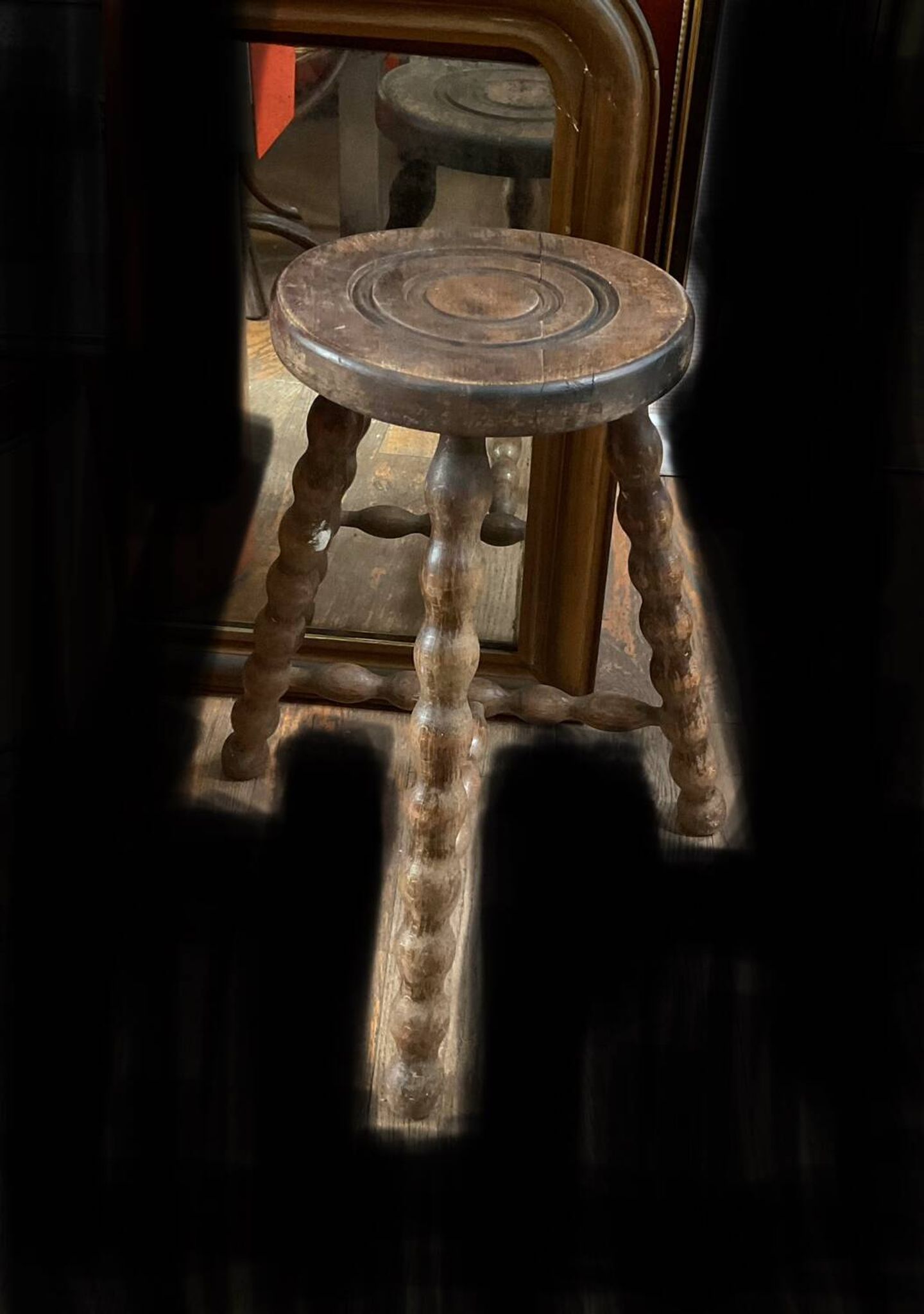 Vintage low wooden stool TBE
