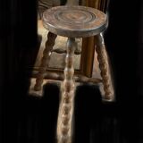 Tabouret bois bas vintage TBE