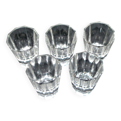 Baccarat lot de 5 verres à liqueur art déco en cristal taillé à pans coupés pour cave à liqueur