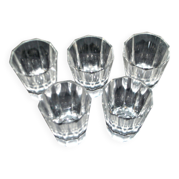 Baccarat lot de 5 verres à liqueur art déco en cristal taillé à pans coupés pour cave à liqueur