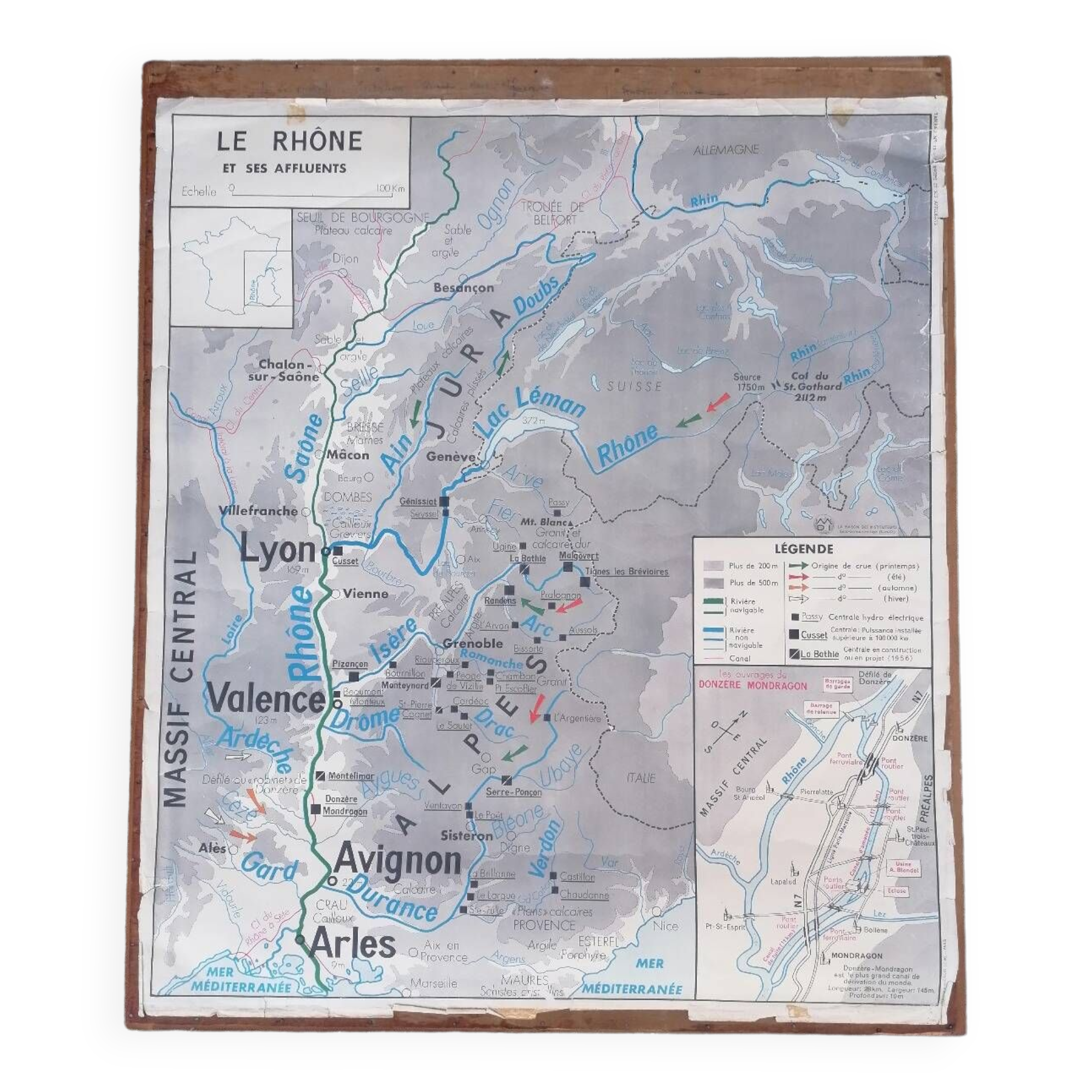 Ancienne affiche scolaire MDI France, le gros élevage et le Rhône.