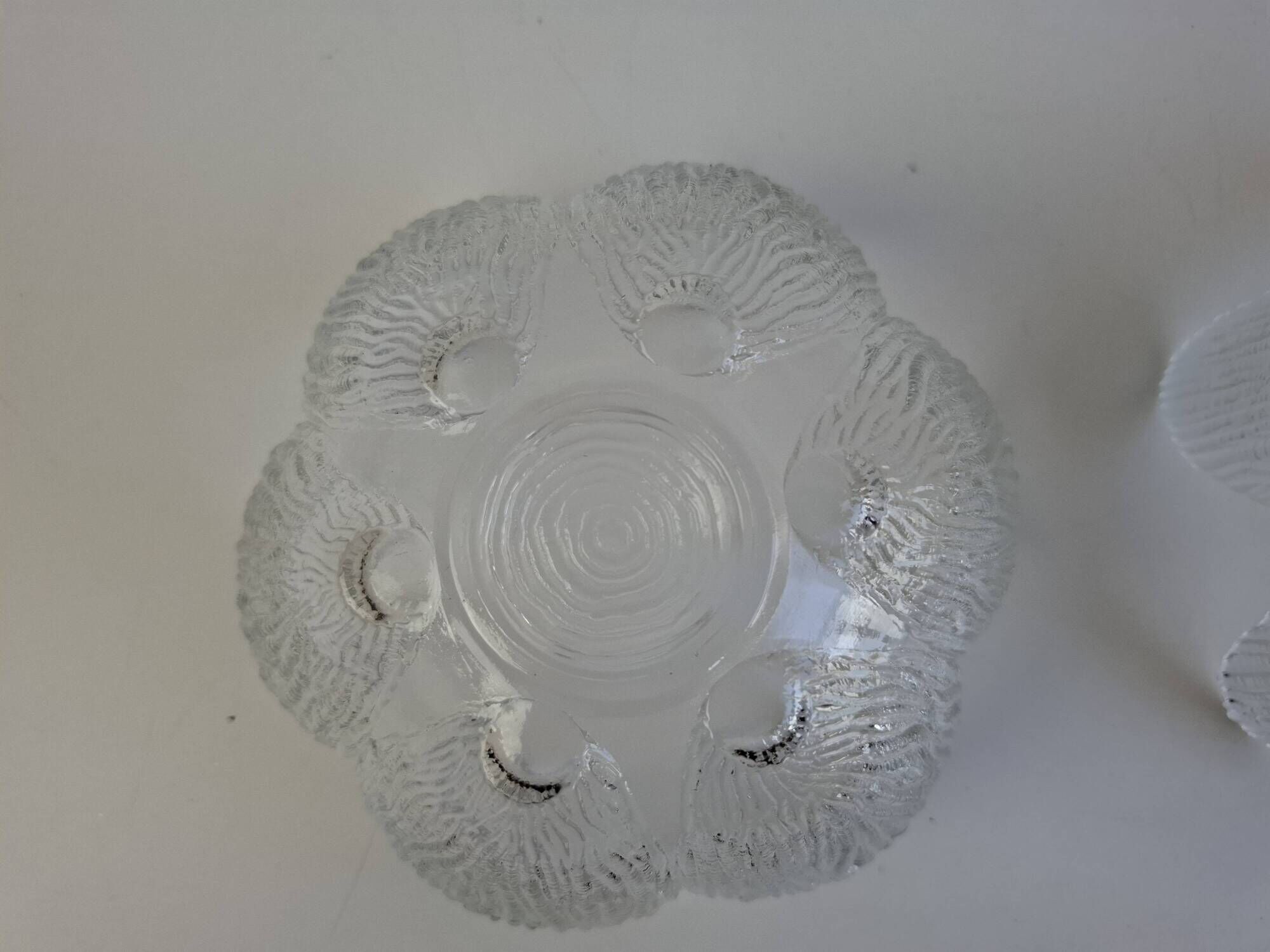 Set of 6 Bohemia Glass Flower Dessert Bowls, Czechoslovakia, circa 1960