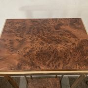 Belgochrom OR 23K side table and elm magnifying glass from the 1970s.