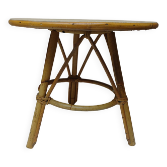 Vintage rattan tripod coffee table