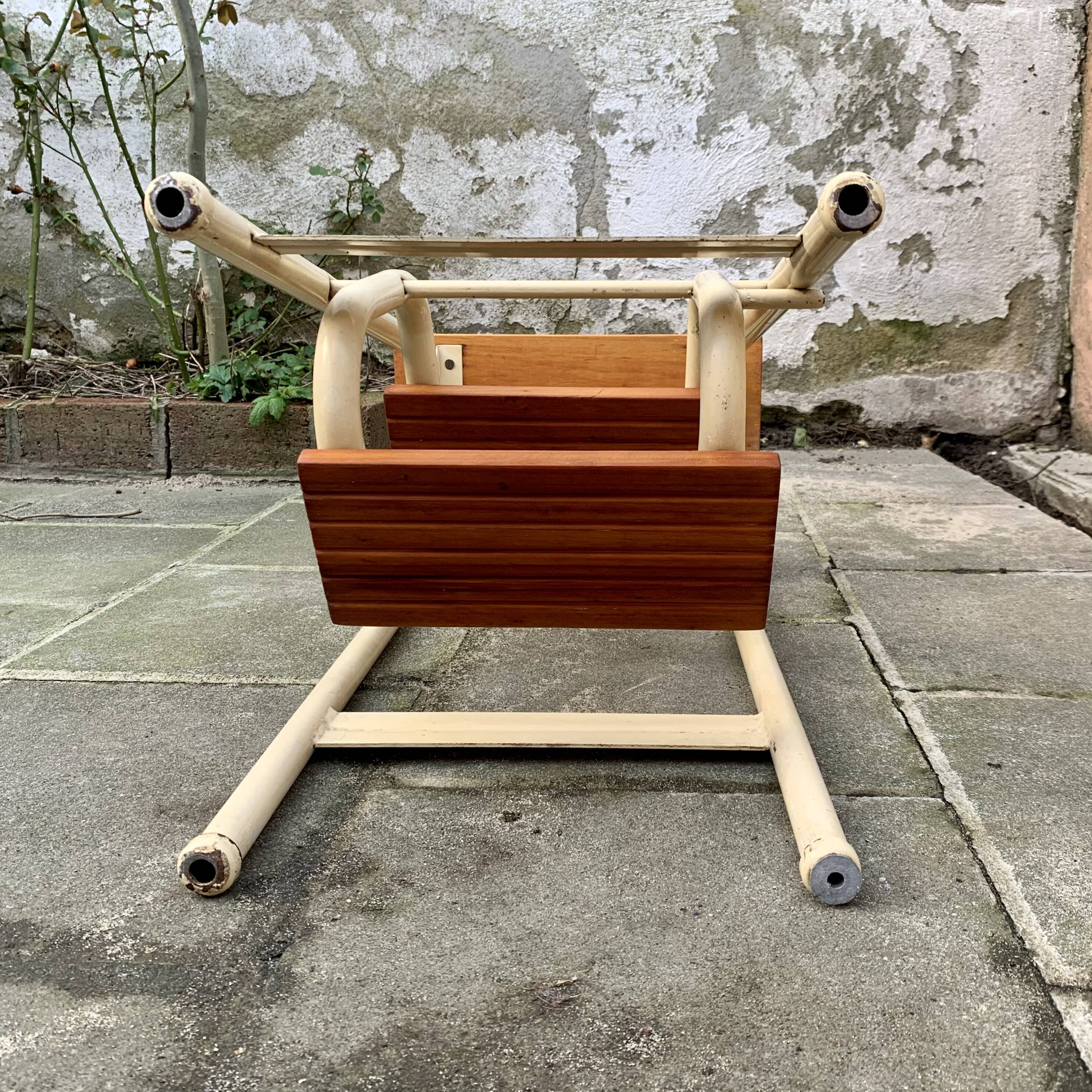 Vintage step stool in wood and steel