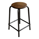 Old workshop stool in steel and beech