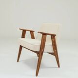 Vintage armchair rustic style beige bouclé