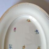 Plat ancien vintage porcelaine terre de fer fleur doré