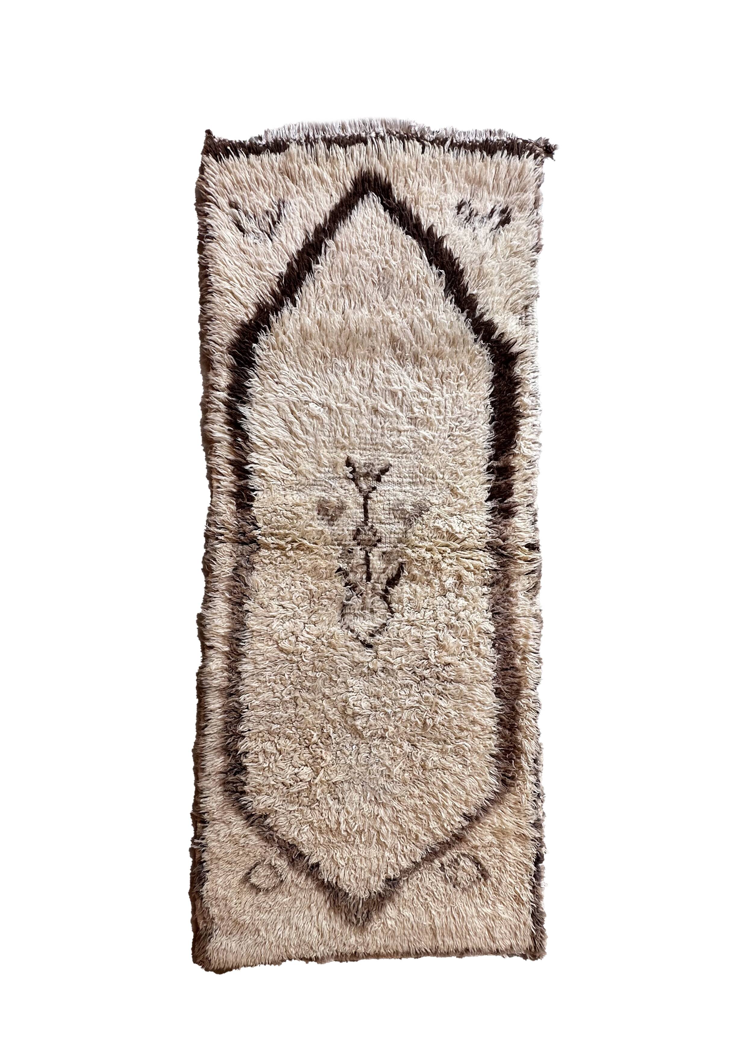Azilal beige Berber rug - 191 x 79 cm