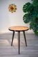 50s tripod pedestal table, side table, wood and coated metal