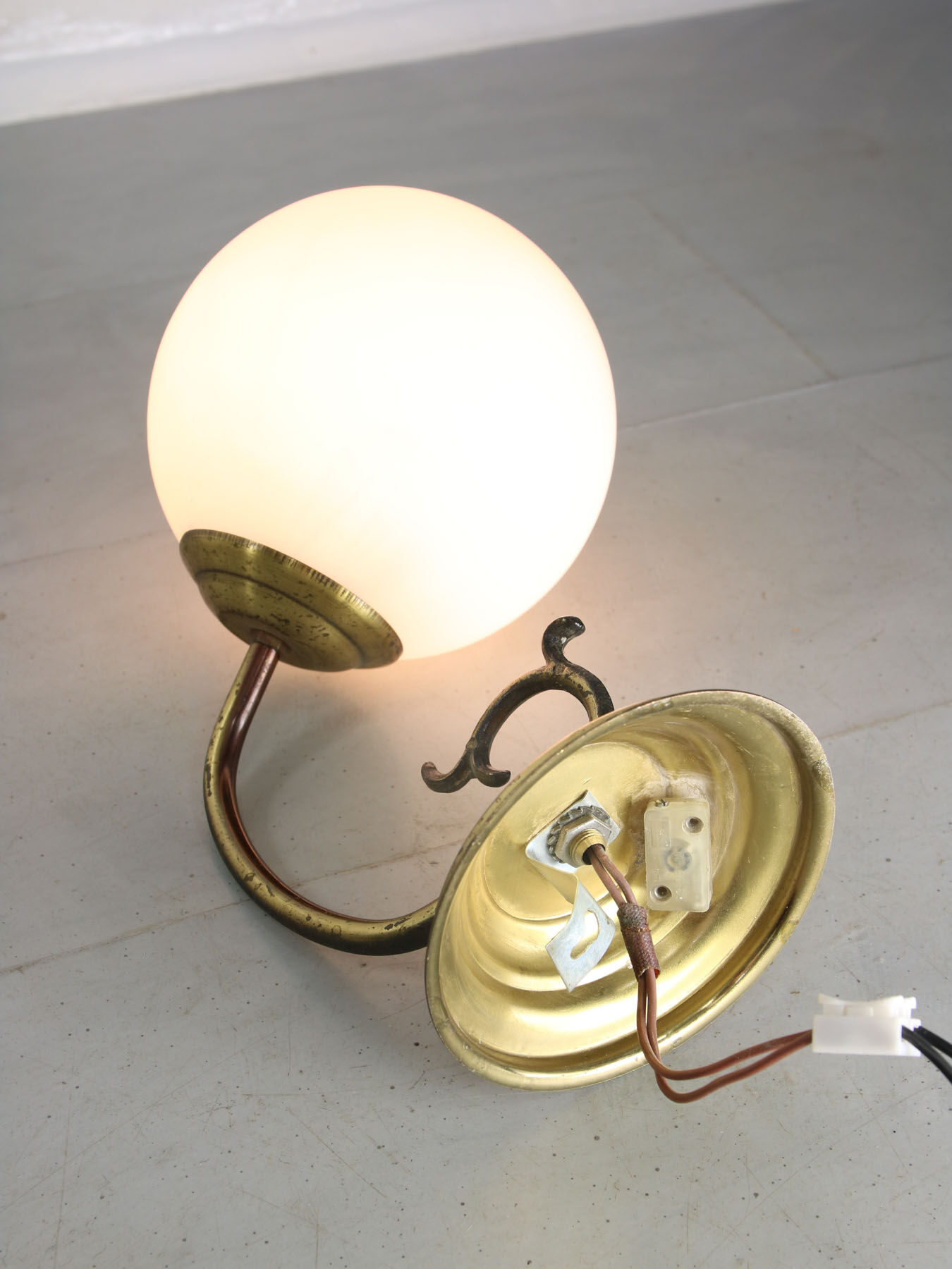 Mid-century brass & opaline sconce