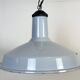Lampe à suspension industrielle en émail bleu clair, années 1960