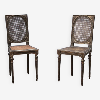 Paire de chaises vintage Louis XVI