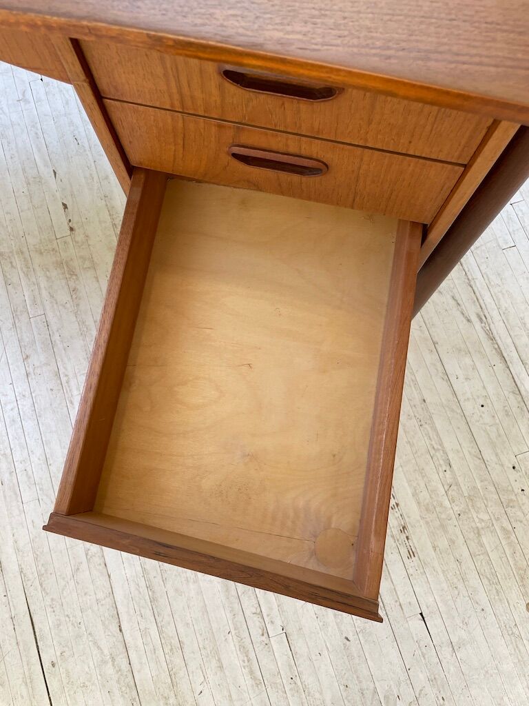 Scandinavian "boomerang" two-sided teak desk Midtjydsk Mobelfabrilk