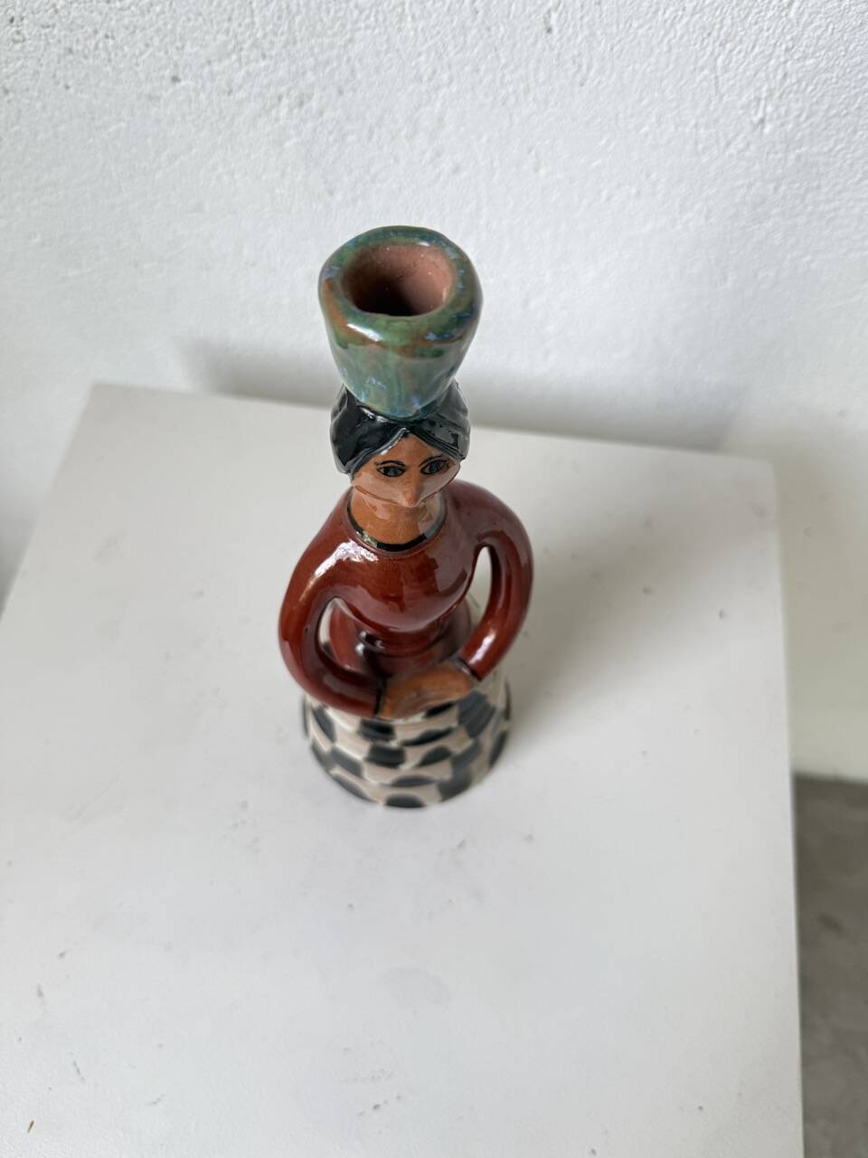 Ceramic candle holder for women, 1920/1930, Soufflenheim