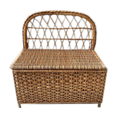 Vintage rattan bench toy chest