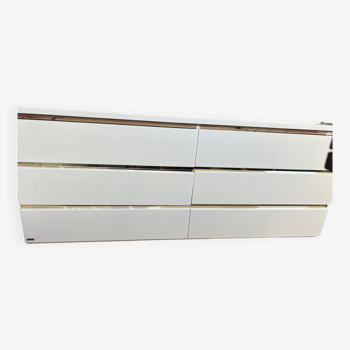 Designer white lacquered chest of drawers Eric Maville (unique)