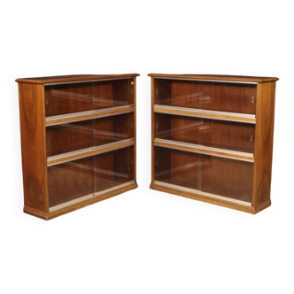 Pair of Italian bookcases in walnut wood