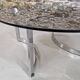 Table basse design Paul Legeard verre fumé et chrome